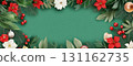 Festive floral arrangement with red and white flowers 131162735