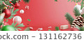 Festive Christmas decorations with red and green elements 131162736