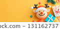 Whimsical reindeer with gifts and decorations for Christmas 131162737