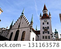 Munich's Old Town Hall and blue sky 131163578