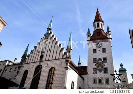 Munich's Old Town Hall and blue sky Munich's Old Town Hall and blue sky 131163578