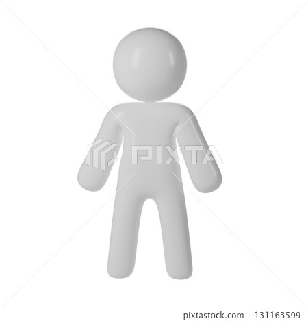 Abstract 3d icon human user form in white, set against a transparent background, portraying a simple, generic without face a figure Abstract 3d icon human user form in white, set against a transparent background, portraying a simple, generic without face a figure 131163599