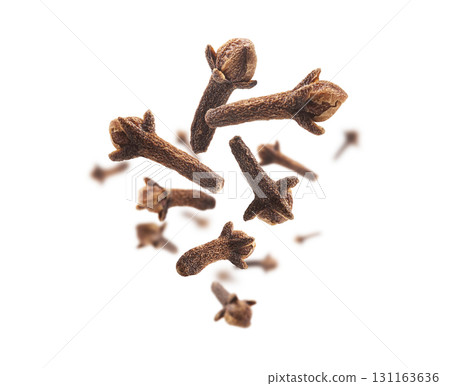 Clove seasoning levitates on a white background Clove seasoning levitates on a white background 131163636