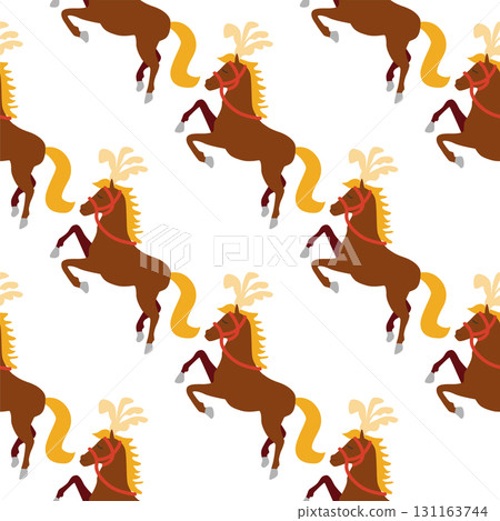 Seamless pattern with CIRCUS theme. Clowns, strongmen, lions, magic hat, hare in hat, holiday balloons tents. Circus characters. Cartoon flat style Seamless pattern with CIRCUS theme. Clowns, strongmen, lions, magic hat, hare in hat, holiday balloons tents. Circus characters. Cartoon flat style 131163744