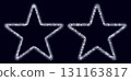 Silver halftone star frame, glowing border, star pattern with dots, disco luxury design element. 131163817