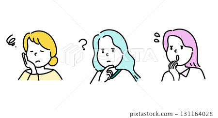 Illustration set of a worried woman Illustration set of a worried woman 131164028