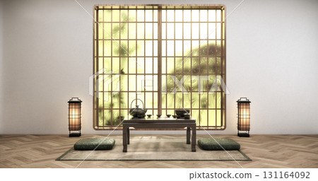 Chabudai japan traditional low table and decoration on minimal Japandi room japan style.3D rendering 131164092