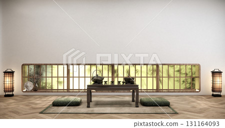 Chabudai japan traditional low table and decoration on minimal Japandi room japan style.3D rendering 131164093