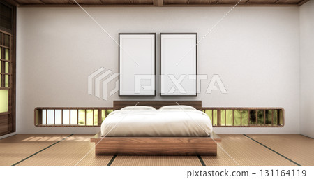 interior mock up with zen bed plant and decoartion in japanese bedroom. 3D rendering interior mock up with zen bed plant and decoartion in japanese bedroom. 3D rendering 131164119