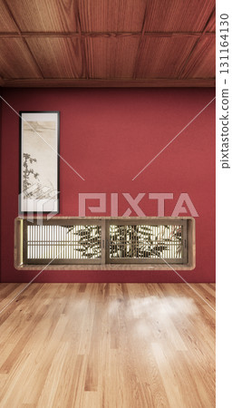 Red valentines room japanese traditional style. 3D rendering 131164130