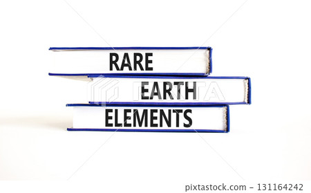 Rare earth elements symbol. Concept words Rare earth elements on beautiful books. Beautiful white paper background. Business and rare earth elements concept. Copy space. 131164242