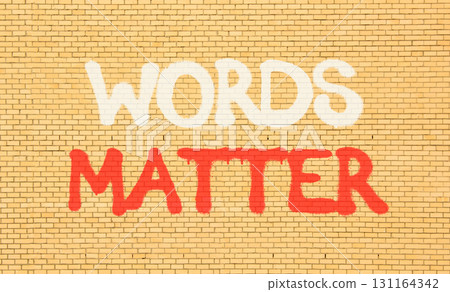 Words matter symbol. Concept word Words matter on beautiful brown brick wall. Beautiful brown brick wall background. Brick wall. Business words matter concept. Copy space. Words matter symbol. Concept word Words matter on beautiful brown brick wall. Beautiful brown brick wall background. Brick wall. Business words matter concept. Copy space. 131164342