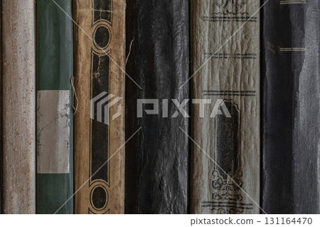 Very old and dusty book side covers background surface 131164470