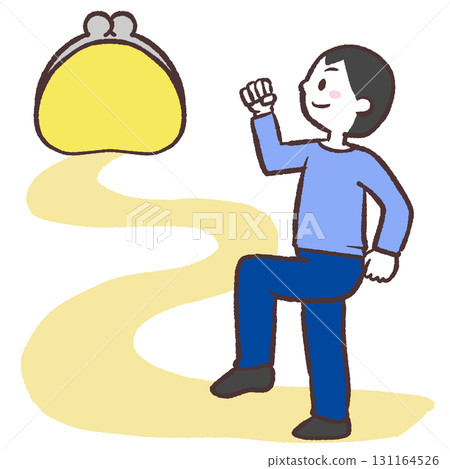 Illustration of a man's journey to money Illustration of a man's journey to money 131164526