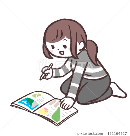 一位女士在書中寫作的插圖 131164527