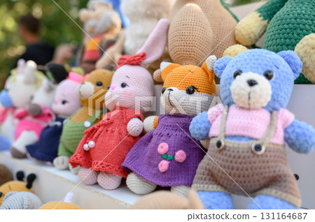 collection of crochet plush toys. handmade soft toys 131164687