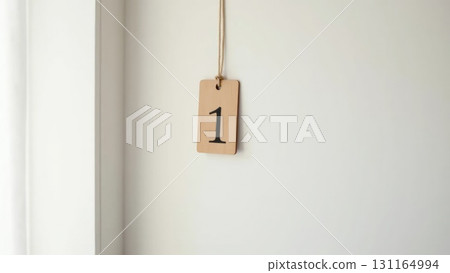 Minimalist Wooden Coat Tag on Rope, Clean Scandinavian Style Minimalist Wooden Coat Tag on Rope, Clean Scandinavian Style 131164994