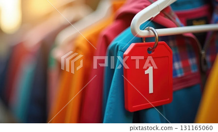 Colorful Plastic Coat Tag on Hanger, Fun Back-to-School Theme 131165060