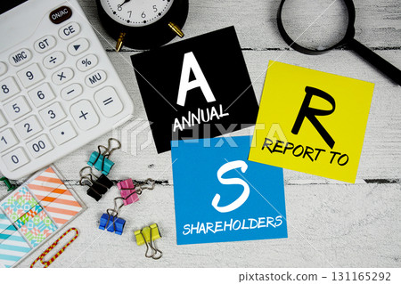ARS abbreviation of Annual Report to Shareholders text phrase of business and financial concept ARS abbreviation of Annual Report to Shareholders text phrase of business and financial concept 131165292
