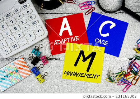 ACM abbreviation of Adaptive Case Management text phrase of business and financial concept 131165302