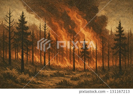 Disaster Forest Fire Sand Art 131167213