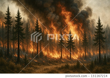 Disaster Wildfire Forest Fire Photorealistic 131167214