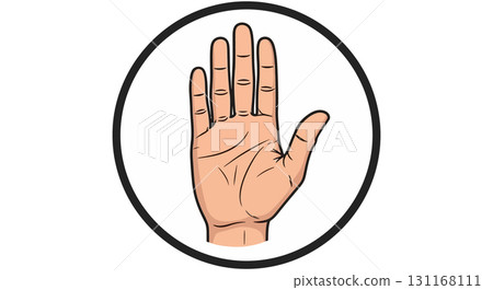 Stop Hand Gesture in a Circle 131168111