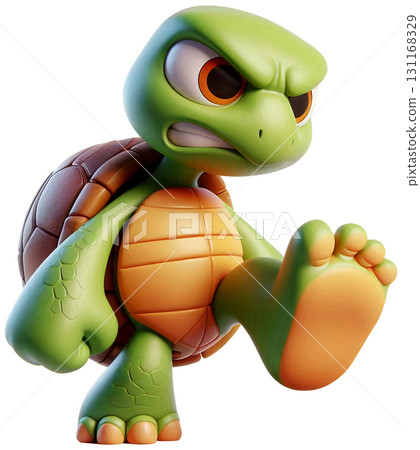 A cartoon turtle stomping its foot in frustration 131168329