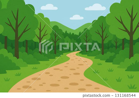 Forest road, gravel road, gravel road, vector 131168544
