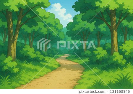 Forest road, gravel road, gravel road, anime style 131168546