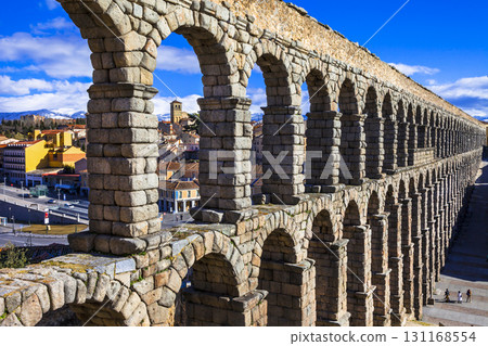 landmarks of Spain - roman aqueduct in Segovia landmarks of Spain - roman aqueduct in Segovia 131168554
