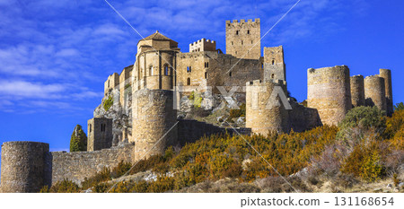impressive medieval Loarre castle, Aragon, Spain 131168654