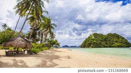 panorama of tranquil tropical beach (Palawan,Philippines) panorama of tranquil tropical beach (Palawan,Philippines) 131168669
