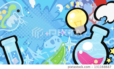 Pop background illustration inspired by science_light blue_16:9 131168687