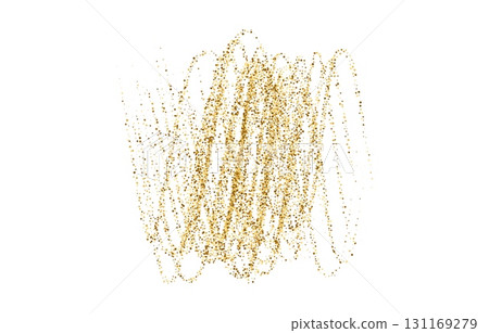 Gold stipple flow waves. Gold dust explosions, dynamic shimmer waves with small particles and shine effects. Holiday decoration for carnival party, event, New Year, Christmas. Vector illustration 131169279