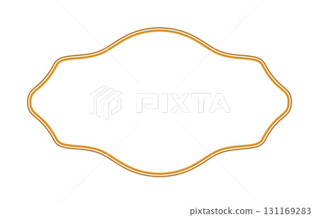 Golden luxury 3d frame in oriental style. Indian decorative element, morocco shape. Luxury shining Arabic window. Vintage realistic ornamental border. Vector illustration for certificate, label, stamp 131169283