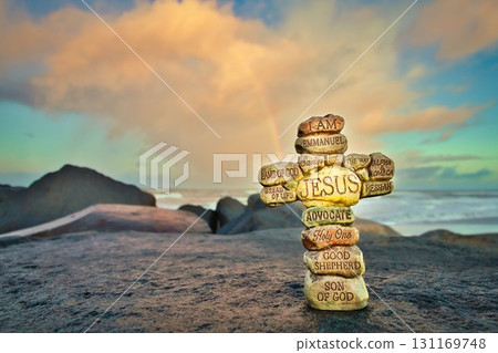 Stone Cross Rainbow Rock Beach Stone Cross Rainbow Rock Beach 131169748