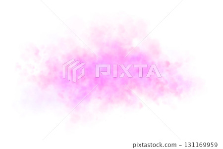 Violet or purple smoke cloud on transparent background mockup template for visual overlays, effects or atmospheric scenes 131169959