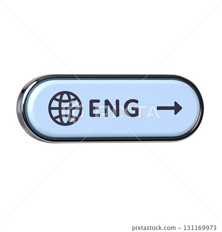 Language selection button with globe icon and eng text, english option for website or app ui, isolated on transparent background 131169973