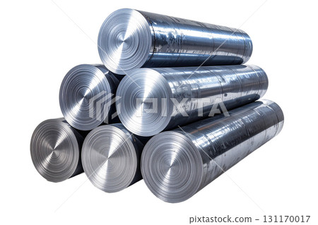 some large round steel bars stacked and isolated some large round steel bars stacked and isolated 131170017