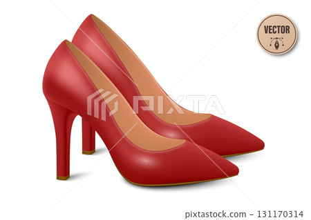 Vector 3d Realistic Red High Heels Pair. Realistic Women s Shoes with Stiletto Heel for Fashion Poster, Shoe Store Banner, Clothing Catalog, Footwear Branding, Elegant Outfit Design, Online Shop Vector 3d Realistic Red High Heels Pair. Realistic Women s Shoes with Stiletto Heel for Fashion Poster, Shoe Store Banner, Clothing Catalog, Footwear Branding, Elegant Outfit Design, Online Shop 131170314