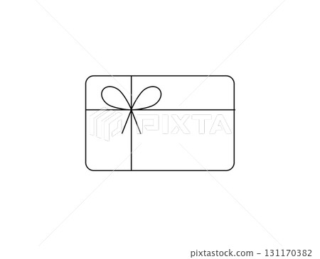 Minimalist Black Outline of a Wrapped Gift Box with Ribbon. Minimalist Black Outline of a Wrapped Gift Box with Ribbon. 131170382
