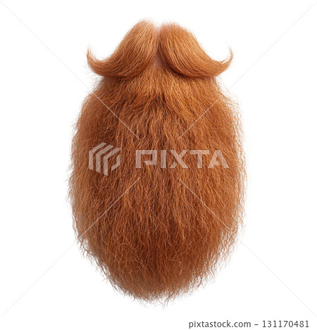 Curly orange beard with unique styling viewed from the back on a neutral background Curly orange beard with unique styling viewed from the back on a neutral background 131170481