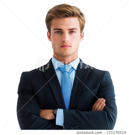Professional young man in a suit with serious expression isolated on plain background 131170524