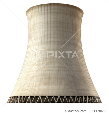 Cooling tower structure in an industrial area during daylight hours with clear blue skies Cooling tower structure in an industrial area during daylight hours with clear blue skies 131170636