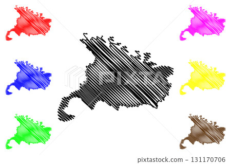 Sant Ravidas Nagar district (Uttar Pradesh State, Republic of India) map vector illustration, scribble sketch Bhadohi map 131170706