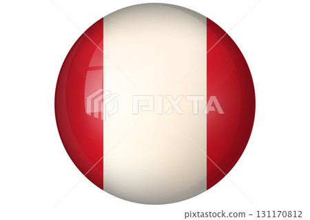 Flag of Peru. Peruvian national symbol in official colors. Template icon. Abstract vector background. Round glass light ball, 3D big bubble, sphere 131170812