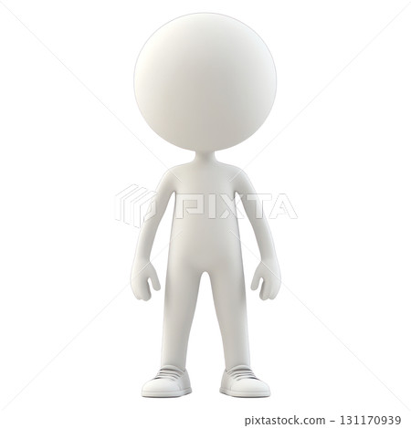 Empty character figure standing upright with no facial features and simple design 131170939