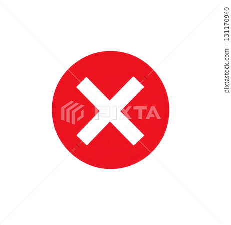 Red circle with a white cross symbol indicating a prohibition or restriction Red circle with a white cross symbol indicating a prohibition or restriction 131170940