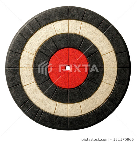 Target board with concentric circles in red, black, and cream colors for precision throwing activities Target board with concentric circles in red, black, and cream colors for precision throwing activities 131170966